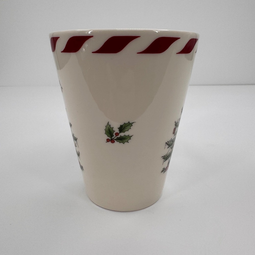 Spode Christmas Tree‎ Holiday 14 oz Candy Cane Peppermint Stripe Rim Coffee Cup - Picture 2 of 8